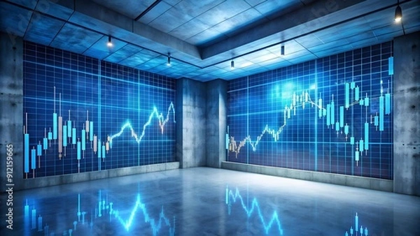 Fototapeta A Sanctuary of Charts: A Concrete Jungle Oasis for Trading Analysis  AI Generated