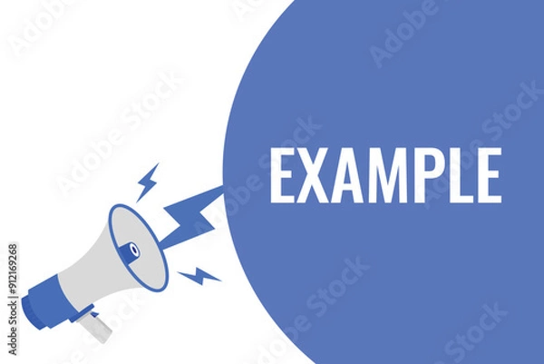 Fototapeta example button, banner, label, template for website. example text with colorful megaphone icon

