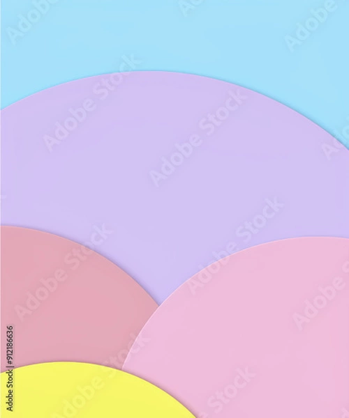 Fototapeta Minimalist banner background, pastel colorful, pink and yellow gradations. Circle effect style geometric, abstract background
