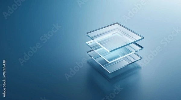 Obraz Stacked Glass Squares on Blue Background