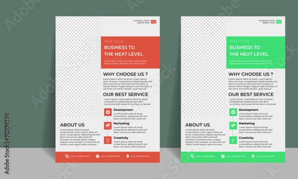 Fototapeta Multipurpose Flyer Layout with Red and green Accent