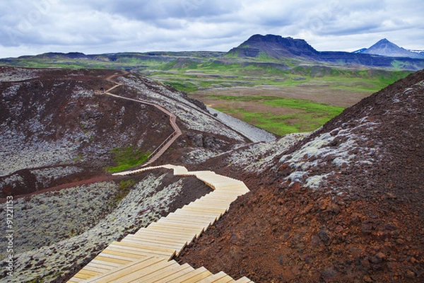 Obraz Grabrokarfell viewed from Grabrok crater, Iceland
