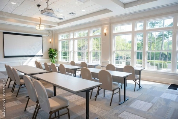 Fototapeta A relaxation lodging featuring comfortable accommodations and versatile meeting rooms