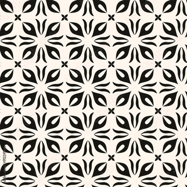 Fototapeta Simple minimalist geometric seamless pattern. Abstract monochrome minimal background with small floral shapes. Subtle repeat design for decor, print.