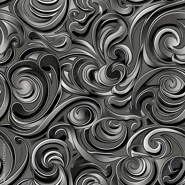 Fototapeta Seamless pattern of abstract swirls and curls