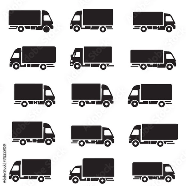 Fototapeta Design very stylish black pictograms that represent truck items icon set