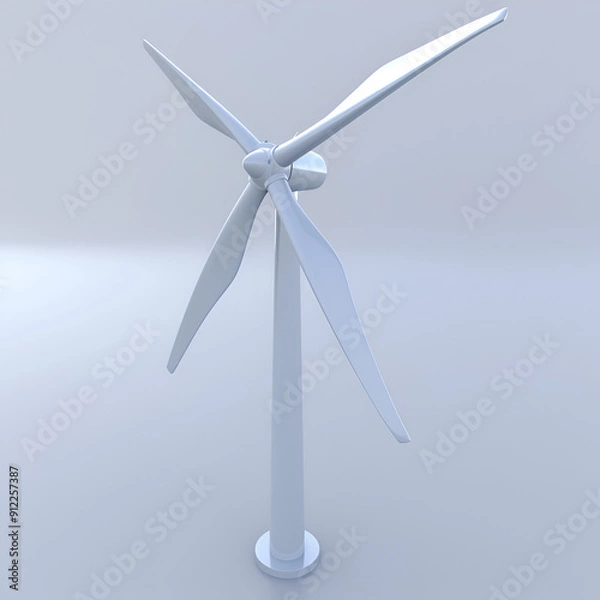 Fototapeta Illustration of wind turbine isolated on a white background,
close up environment project
