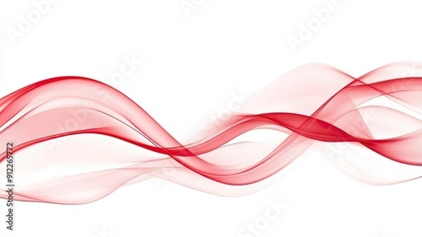 Obraz Red Flowing Abstract Wave, Dynamic red flowing wave pattern on a white background, creating an abstract and modern design element.

