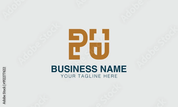 Fototapeta PU P pu initial logo | initial based abstract modern minimal creative logo, vector template image. luxury logotype logo, real estate homie logo. typography logo. initials logo