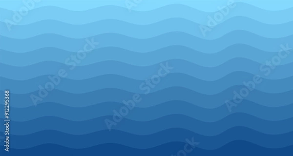 Obraz Sea waves. Blue river ocean wave layer vector background illustration