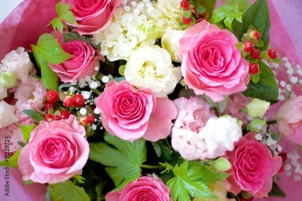 Obraz 花束　バラ　ピンク