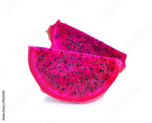 Fototapeta Red dragon fruit on white background