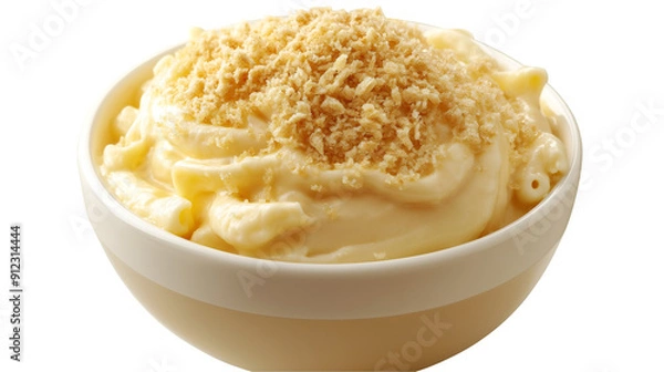 Fototapeta Bowl of Creamy Smooth Macaroni and Cheese with Breadcrumbs on Top