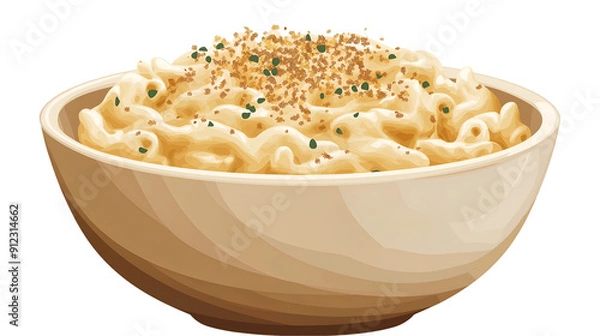 Fototapeta Bowl of Creamy Smooth Macaroni and Cheese with Breadcrumbs on Top