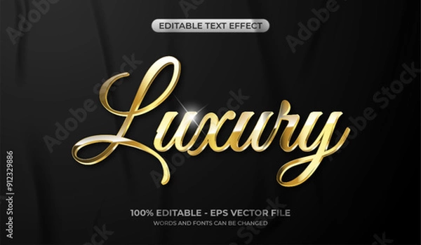 Fototapeta 3D Luxury gold text effect. Editable glossy golden metallic text effect.