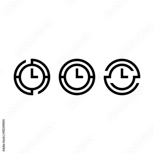 Fototapeta Simple circle wall clock icon vector