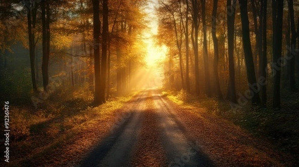 Fototapeta Golden Forest Path