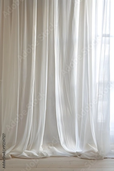 Fototapeta 3d render of white curtains on the window