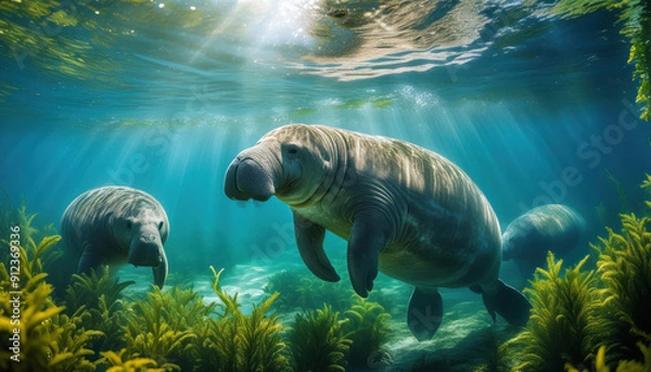Obraz Manatee Sanctuary A serene manatee sanctuary with clear blue waters