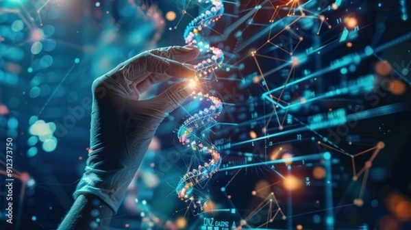 Obraz A scientist is working on a DNA strand in a lab