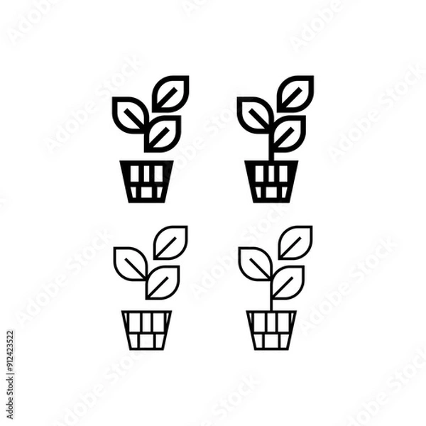 Obraz Simple potted plant icons vector