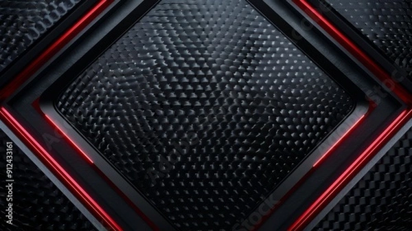 Obraz abstract metallic black red frame