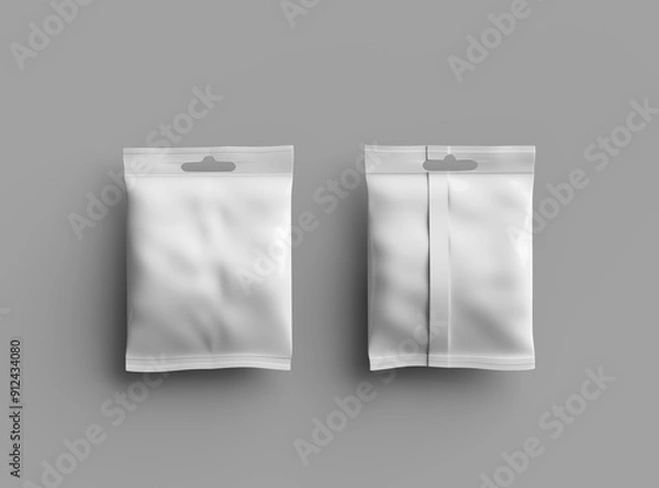 Fototapeta Render of a resealable zip-lock bag with hanging hole on a light background