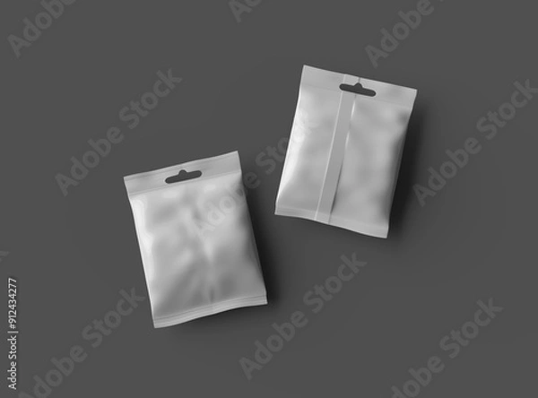 Fototapeta Render of a resealable zip-lock bag with hanging hole on a dark background
