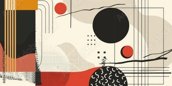 Fototapeta Abstract art with geometric shapes and patterns.