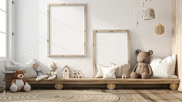 Fototapeta blank frame mockups in a children's room