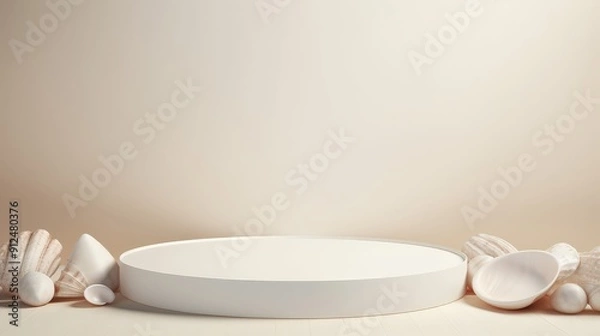 Fototapeta Minimalist Product Display with Seashells