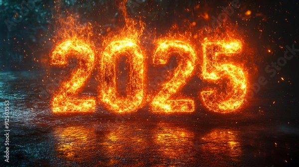 Obraz year 2025 with fire