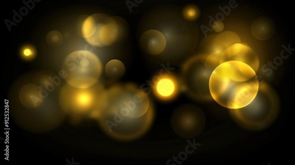 Fototapeta Golden Bokeh Particles on a Black Background Creating a Glittering Effect