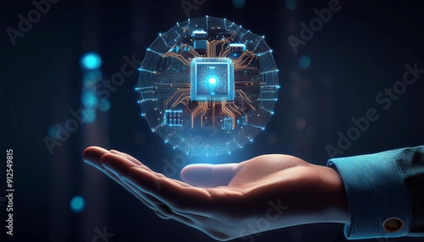 Fototapeta 손바닥에있는 과학기술과 테크놀러지