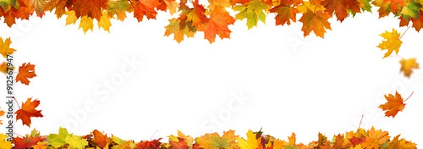 Fototapeta Autumn falling maple leaves  frame