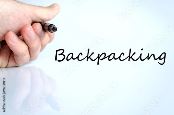 Fototapeta Backpacking text concept