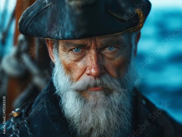 Fototapeta Captain Ahab, character from Herman Melville's "Moby Dick" book - Generative AI