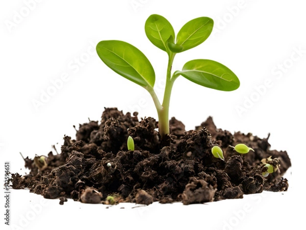 Obraz plant  growing from soil isolated on white background. generated by AI