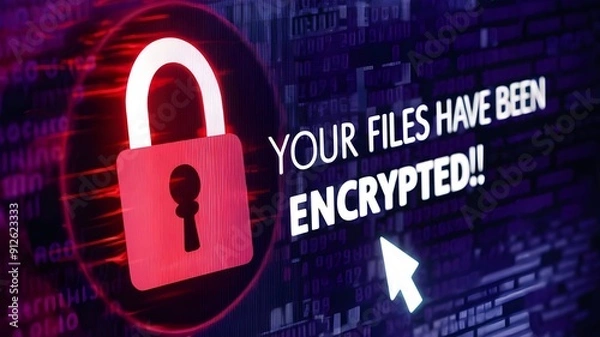 Fototapeta Closeup  image of Ransomware attack, your files have been Encrypted 