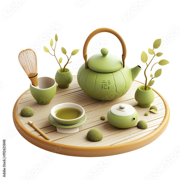 Obraz Zen Tea Ceremony, transparent background, white background