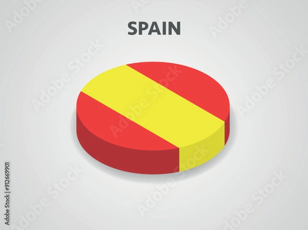 Fototapeta 3D Isometric Flag of Spain - Vector Illustration