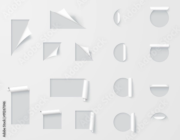 Obraz Paper Cut Out Labels Pealed Back Template
