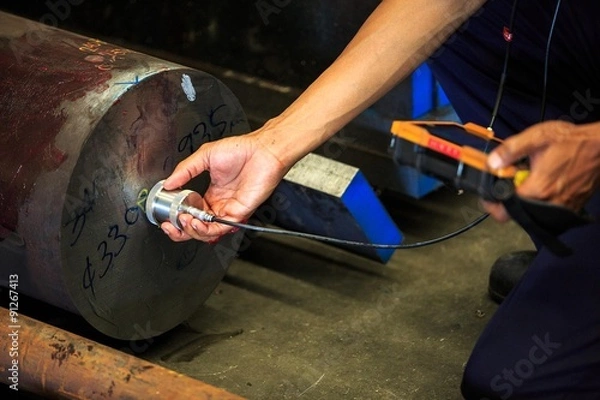 Obraz Ultrasonic test round bar forge for finding internal defect