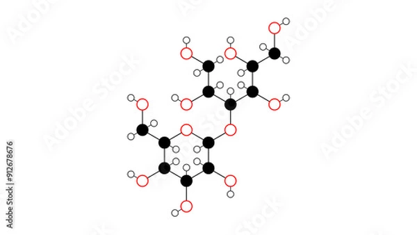 Fototapeta lactitol molecule, structural chemical formula, ball-and-stick model, isolated image e966