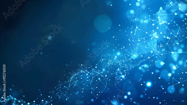 Fototapeta Network, connection and lines with light, web or information technology with pattern for cloud ,Abstract plexus blue geometry background