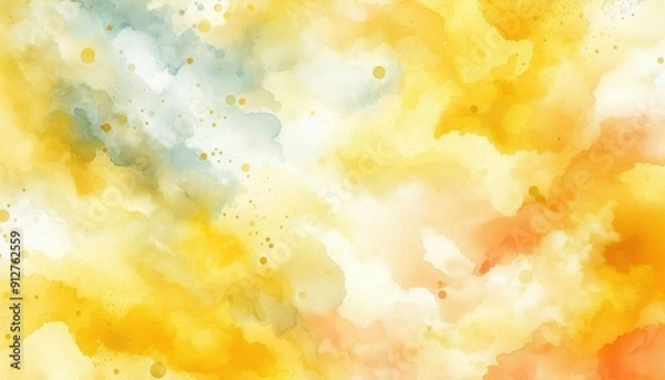Fototapeta abstract background with yellow color water painting