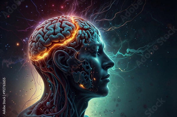Fototapeta head with brain