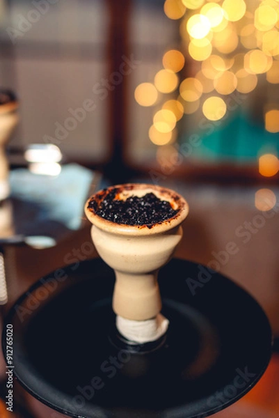 Fototapeta Colorful hookah on bokeh background close up