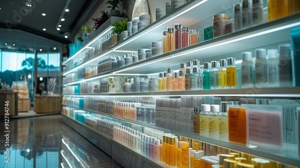 Obraz Cosmetics store display, various products, commercial consept