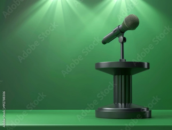 Fototapeta Microphone Stand Isolated, Generative AI Illustration